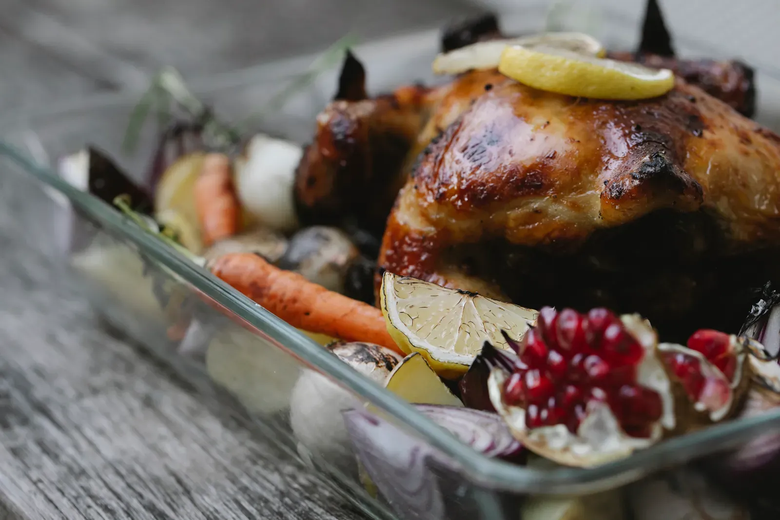Golden roast chicken fresh from the oven, ready for temperature checking