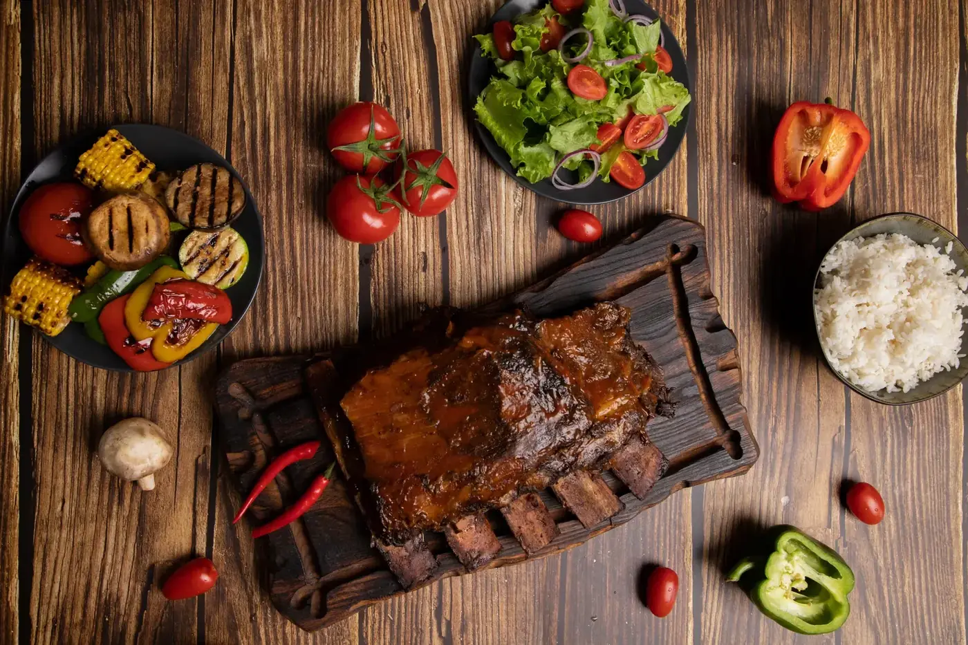 Barbecue ribs resting after grilling, letting juices redistribute